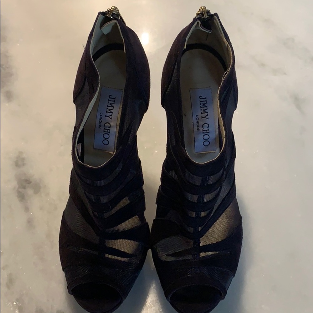 Jimmy Choo 5.5” heels. Deep purple-almost black